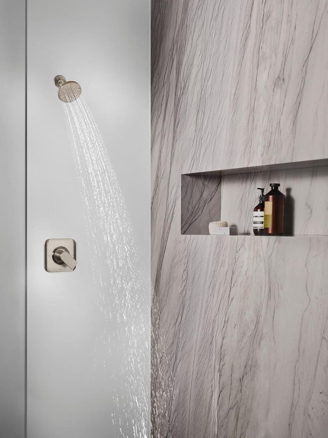 image:imageMoen Genta LX Matte Black Pressure Balancing Modern Shower Set with Showerhead Lever Handle and Tub Spout PosiTemp Valve Required T2473EPBLBrushed Nickel