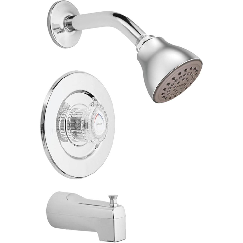 image:imageMoen Chrome Chateau Tub and EcoPerformance Shower Trim Featuring Showerhead Shower Knob and Tub Spout Valve Required T471EPPack of 1