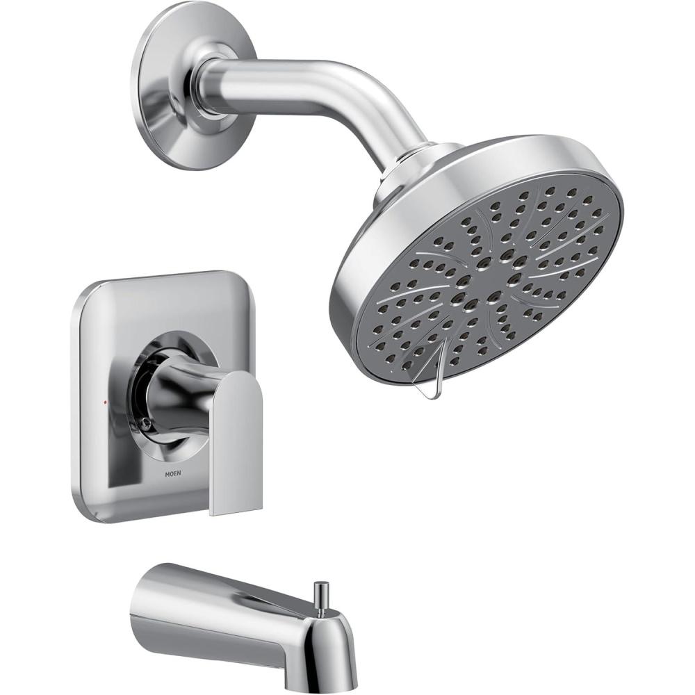 image:imageMoen Genta LX Matte Black Pressure Balancing Modern Shower Set with Showerhead Lever Handle and Tub Spout PosiTemp Valve Required T2473EPBLChrome