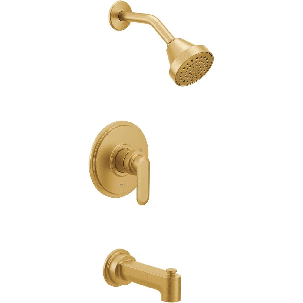 image:imageMoen Greenfield Brushed Gold Bathroom Shower Faucet with Showerhead Shower Lever Handle and Tub Spout Valve Required UT2323EPBG