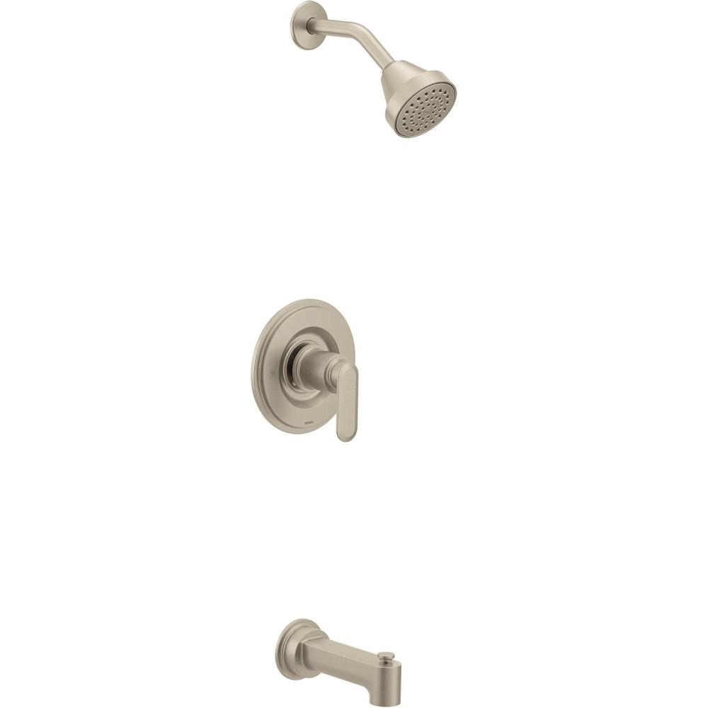 image:imageMoen Greenfield Brushed Nickel EcoPerformance Bathtub and Shower Faucet with Showerhead Shower Lever Handle and Tub Spout Valve Required T2223EPBN