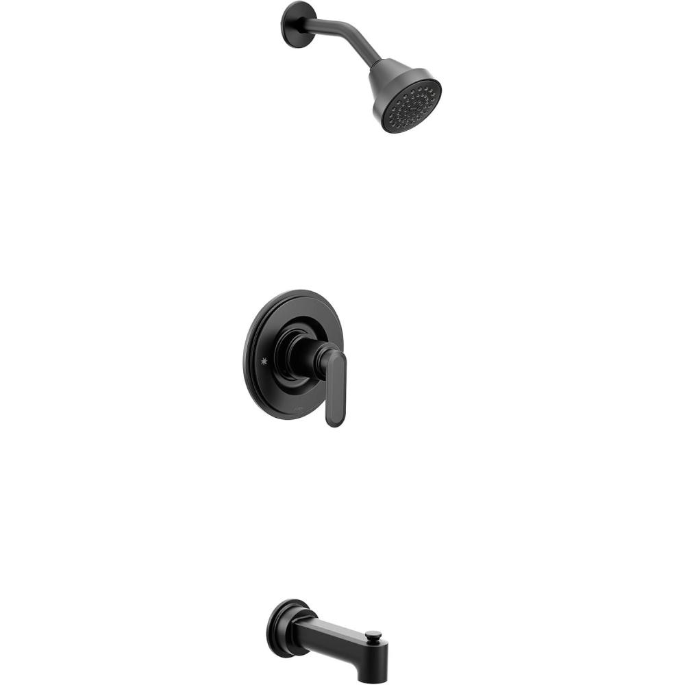 image:imageMoen Greenfield Matte Black EcoPerformance Bathtub and Shower Faucet with Showerhead Shower Lever Handle and Tub Spout Valve Required T2223EPBL