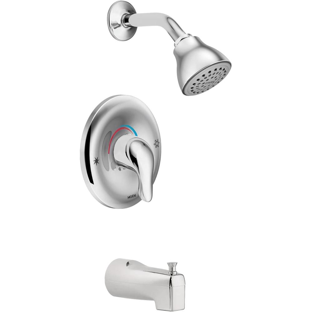 image:imageMoen L2353EP Chateau Single Handle PosiTemp Tub and Shower Faucet Valve Included Chrome