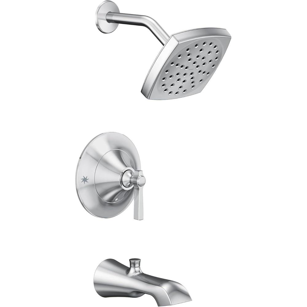 image:imageMoen TS2913EP Flara PosiTemp Pressure Balancing EcoPerformance Tub and Shower Trim Kit Valve Required Chrome