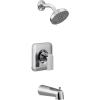 Moen Genta LX Matte Black Pressure Balancing Modern Shower Set with Showerhead Lever Handle, and Tub Spout, Posi-Temp Valve Required, T2473EPBL(Chrome)