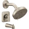 Moen Genta LX Matte Black Pressure Balancing Modern Shower Set with Showerhead Lever Handle, and Tub Spout, Posi-Temp Valve Required, T2473EPBL(Brushed Nickel)