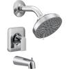 Moen Genta LX Matte Black Pressure Balancing Modern Shower Set with Showerhead Lever Handle, and Tub Spout, Posi-Temp Valve Required, T2473EPBL(Chrome)