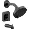 Moen Genta LX Matte Black Pressure Balancing Modern Shower Set with Showerhead Lever Handle, and Tub Spout, Posi-Temp Valve Required, T2473EPBL(Matte Black)