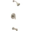 Moen Greenfield Brushed Nickel Eco-Performance Bathtub and Shower Faucet with Showerhead, Shower Lever Handle, and Tub Spout, Valve Required, T2223EPBN