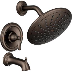 Moen Brantford Oil Rubbed Bronze Posi-Temp Tub and Shower Trim Kit, Including 8-Inch Eco-Performance Rainshower, Handle, and Tub Spout, Valve Required, T2253EPORB