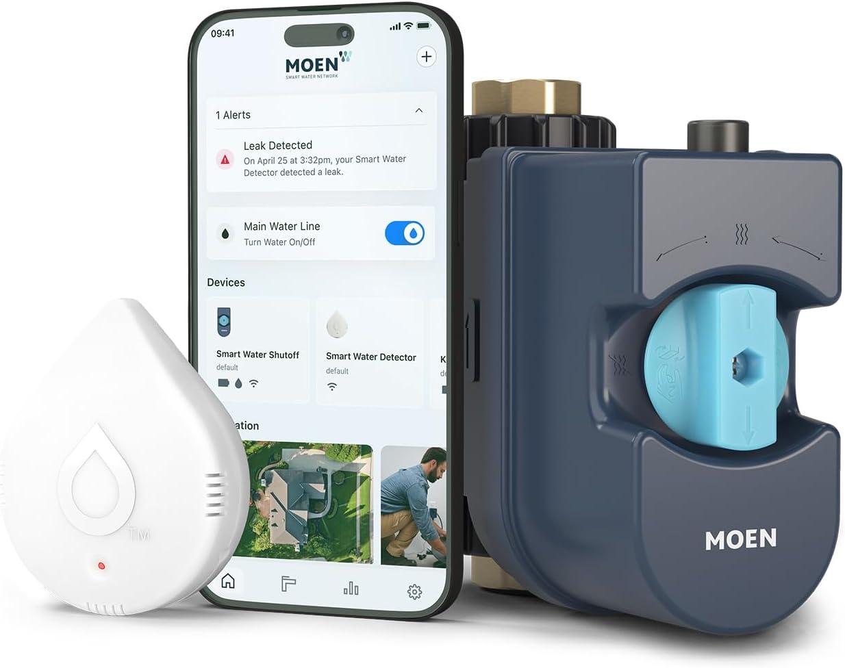 image:imageFlo by Moen 34Inch Smart Water Shutoff with Smart Water Detector 1PackShutoff Detector 1pack