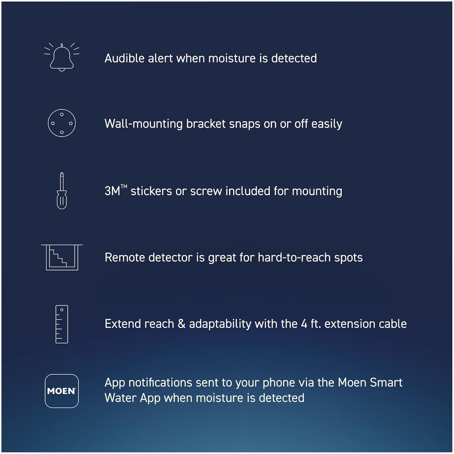 image:imageMoen Flo Smart Water Leak Detector Drip or Flood Sensor Alarm for Home 1Pack White 920004White