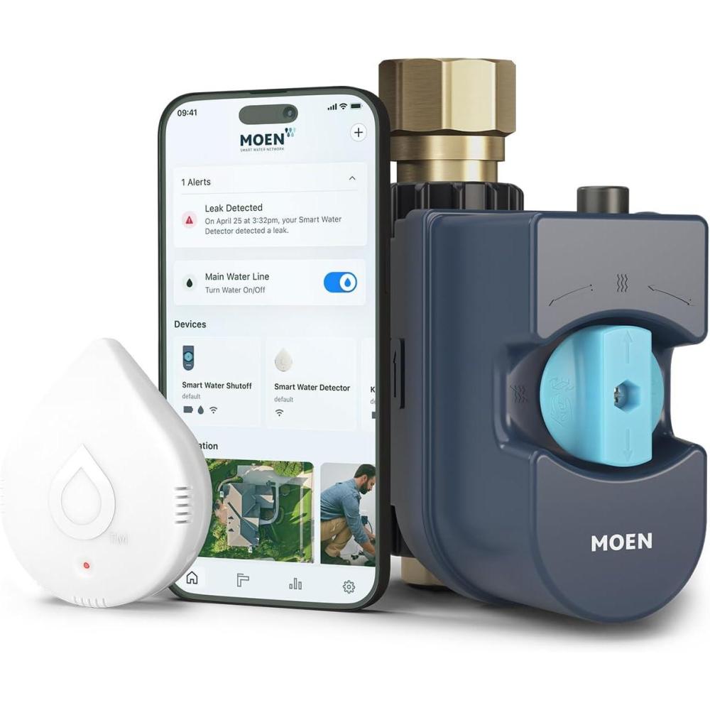 image:imageFlo by Moen 34Inch Smart Water Shutoff with Smart Water Detector 1PackShutoff Detector 1pack