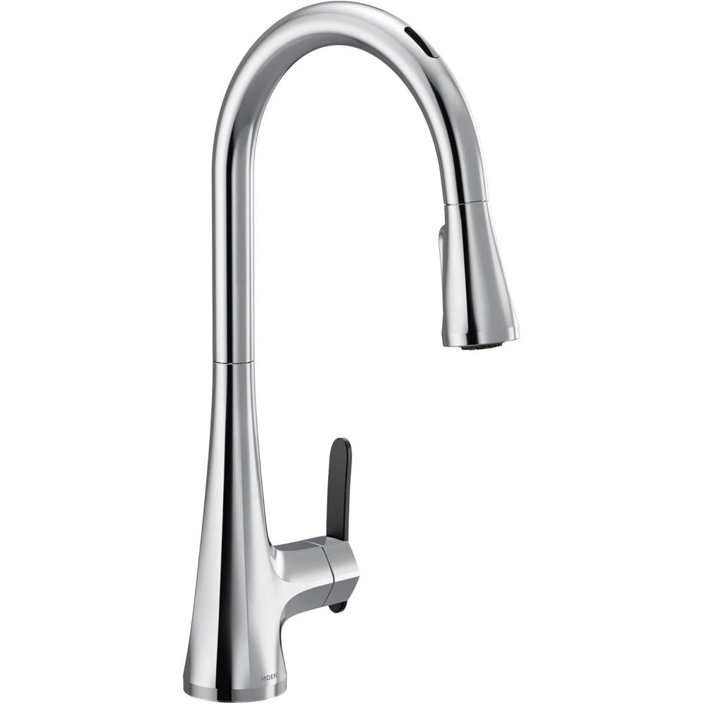 image:imageMoen S7235EVC SinemaSmart Faucet Touchless Pull Down Sprayer Kitchen Faucet with Voice Control and Power Boost ChromeChrome