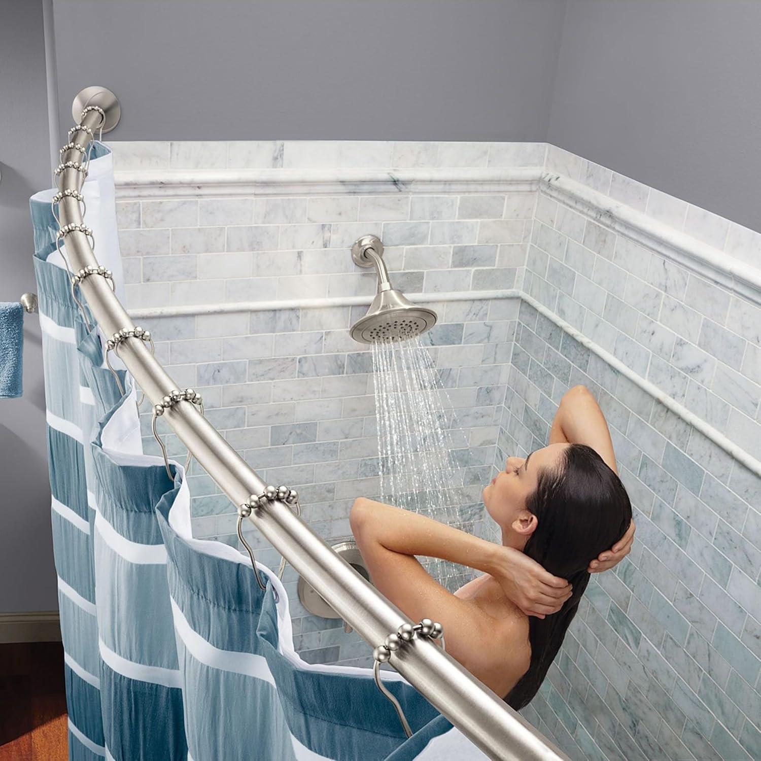 image:imageMoen Curved Adjustable Spring Tension No Drill Shower Curtain Rod for Bathroom Chrome Finish CSR2172CHBrushed Nickel