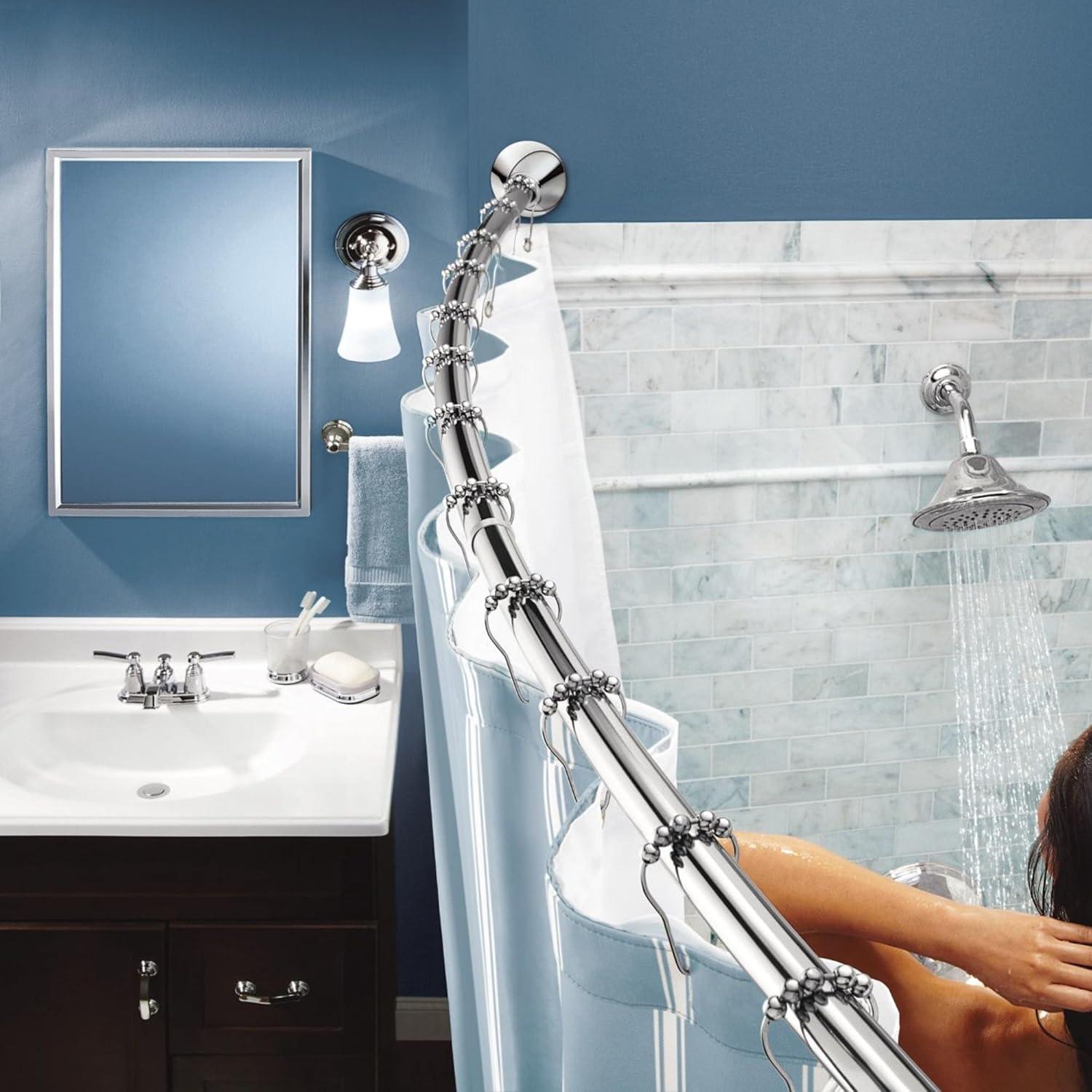 image:imageMoen Curved Adjustable Spring Tension No Drill Shower Curtain Rod for Bathroom Chrome Finish CSR2172CHChrome