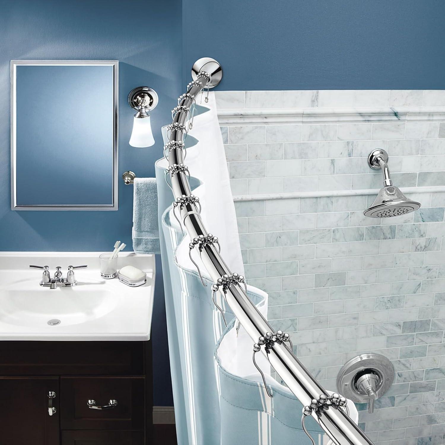image:imageMoen Curved Adjustable Spring Tension No Drill Shower Curtain Rod for Bathroom Chrome Finish CSR2172CHChrome