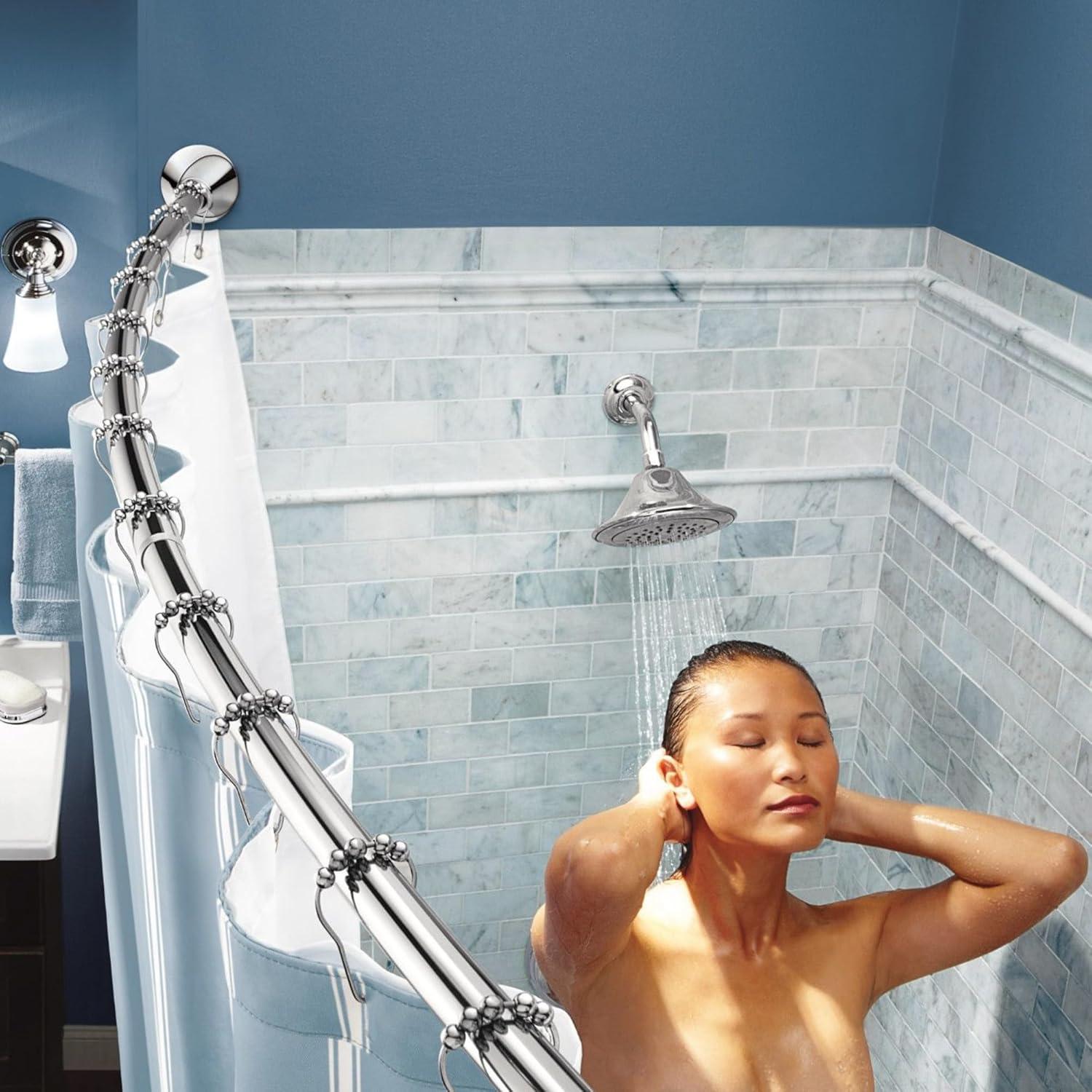 image:imageMoen Curved Adjustable Spring Tension No Drill Shower Curtain Rod for Bathroom Chrome Finish CSR2172CHChrome