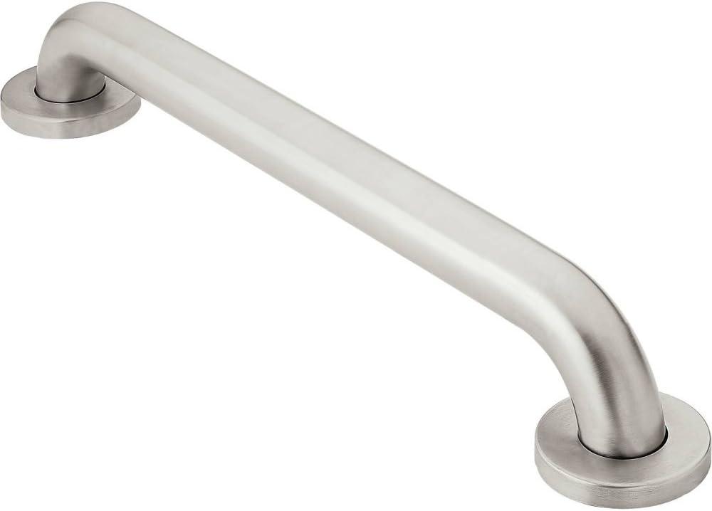 image:imageMoen Home Care Bathroom Safety 18 Inch Stainless Steel Handicap Grab Bar for Bathtub and Shower Elderly Assistance Product with Concealed Screws Polished Brass R8918Peened