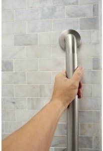 image:imageMoen Home Care Bathroom Safety 18 Inch Stainless Steel Handicap Grab Bar for Bathtub and Shower Elderly Assistance Product with Concealed Screws Polished Brass R8918Peened