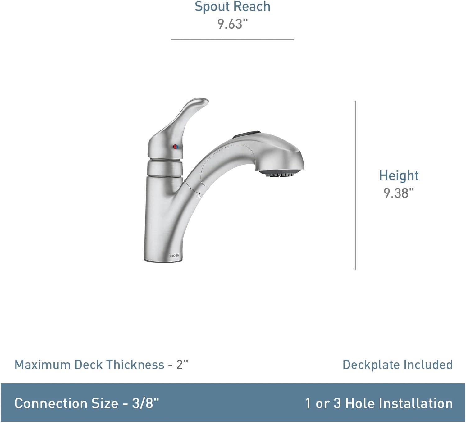 image:imageMoen Renzo Spot Resist Stainless OneHandle Pullout Kitchen or Laundry Faucet Featuring Power Clean CA87316SRS