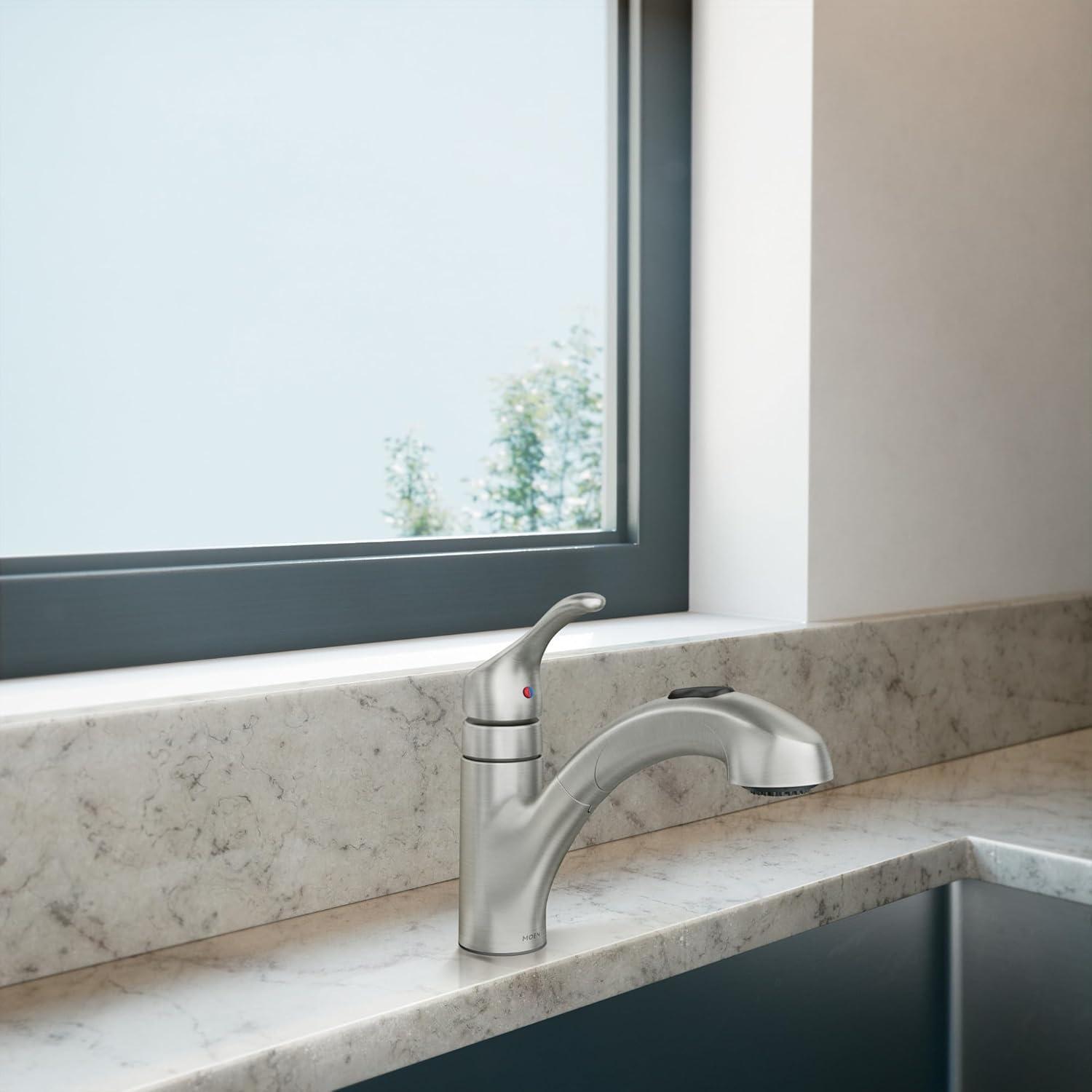 image:imageMoen Renzo Spot Resist Stainless OneHandle Pullout Kitchen or Laundry Faucet Featuring Power Clean CA87316SRS