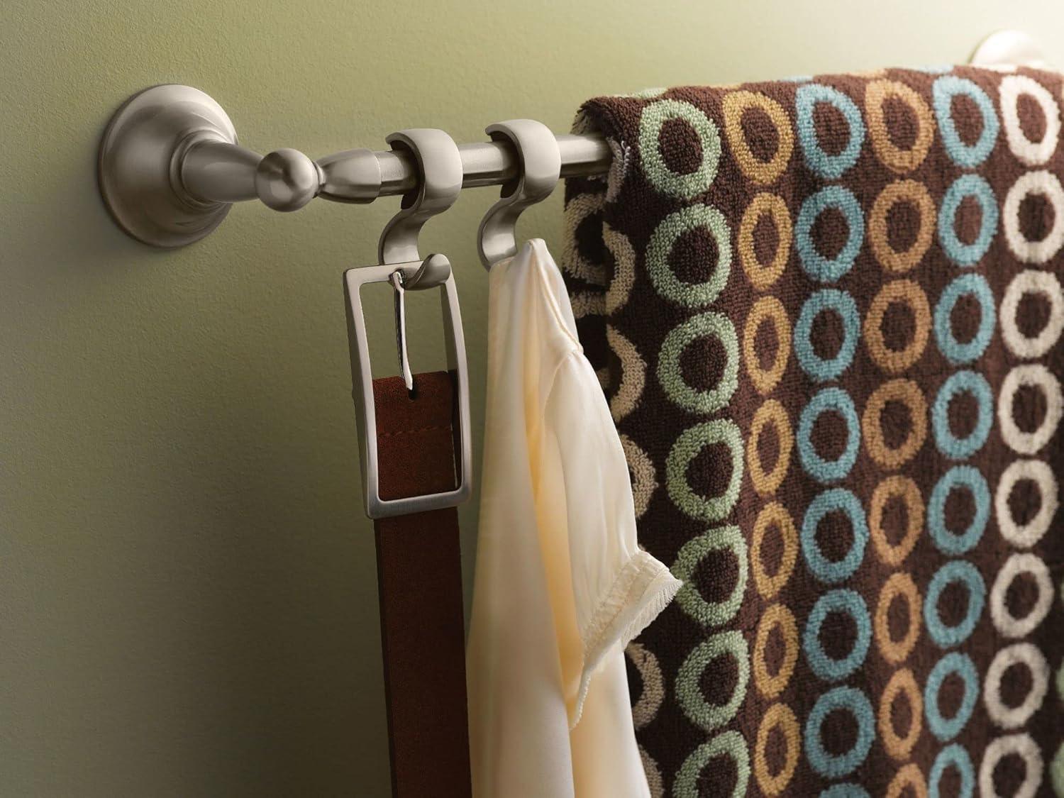 image:imageMoen Sage Collection Spot Resist Brushed Nickel 24Inch Double Bathroom Towel Bar Wall Mounted Bath Hanger with Two Rods DN6822BNBrushed Nickel