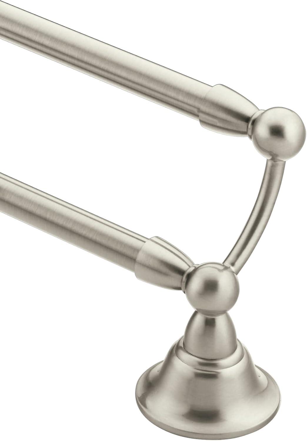 image:imageMoen Sage Collection Spot Resist Brushed Nickel 24Inch Double Bathroom Towel Bar Wall Mounted Bath Hanger with Two Rods DN6822BNBrushed Nickel