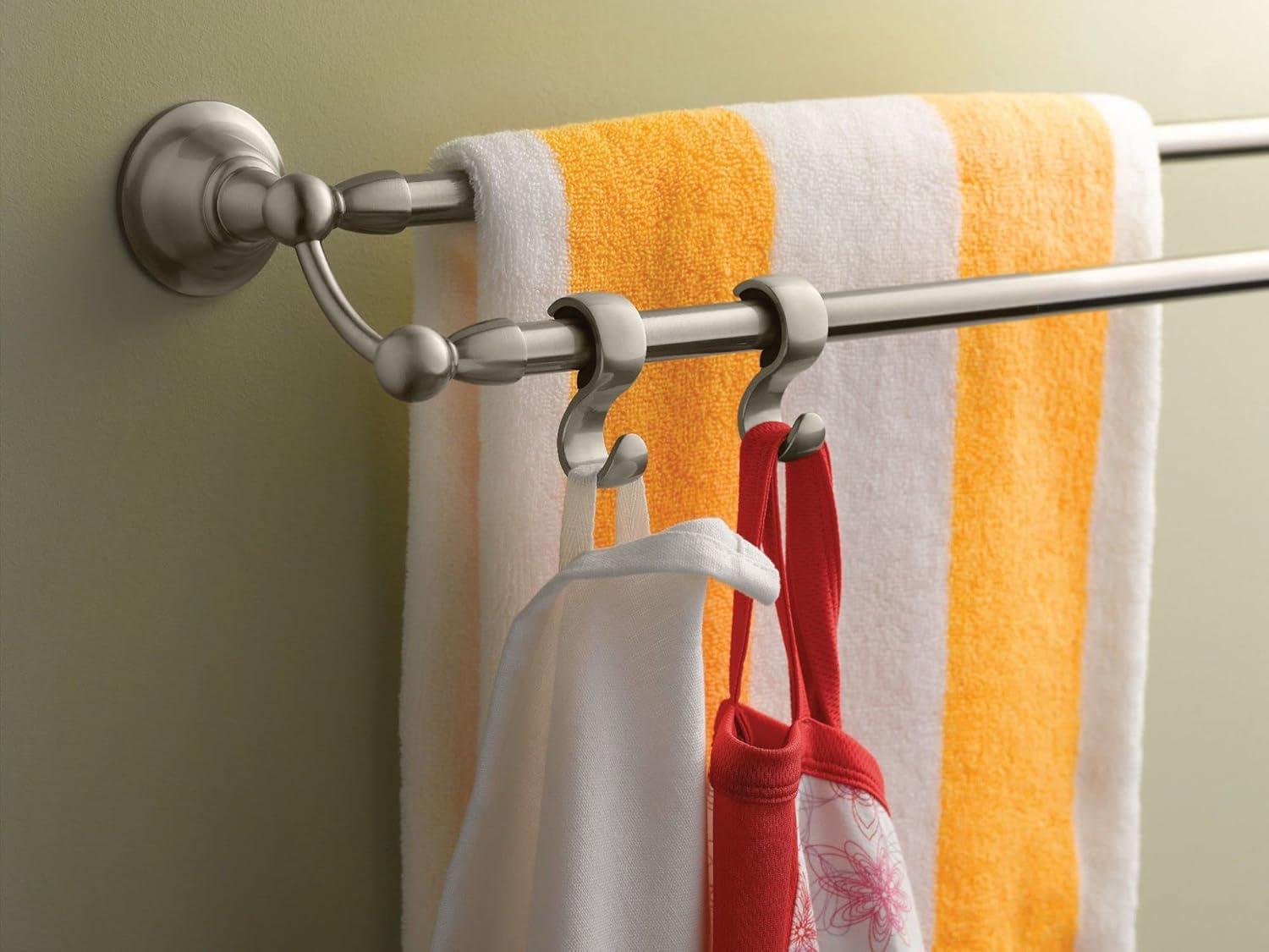 image:imageMoen Sage Collection Spot Resist Brushed Nickel 24Inch Double Bathroom Towel Bar Wall Mounted Bath Hanger with Two Rods DN6822BNBrushed Nickel