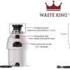 Waste King Legend Series Continuous Feed Garbage Disposal for Kitchen Sink with Power Cord, L-2600(1 HP – Continuous Feed)