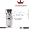 Waste King Legend Series Continuous Feed Garbage Disposal for Kitchen Sink with Power Cord, L-2600(1/2 HP – Continuous Feed)