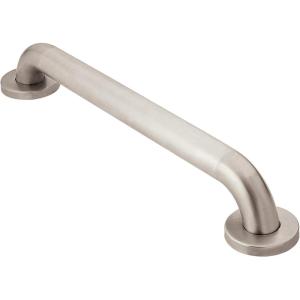 Moen Home Care Bathroom Safety 18 Inch Stainless Steel Handicap Grab Bar for Bathtub and Shower, Elderly Assistance Product with Concealed Screws, Polished Brass, R8918(Peened)