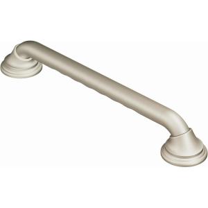 Moen Home Care Bathroom Safety Designer24 Inch Handicap Grab Bar for Bathtub and Shower with Curled Grip, Elderly Assistance Product, Brushed Nickel, LR8724D3GBN(Brushed Nickel)