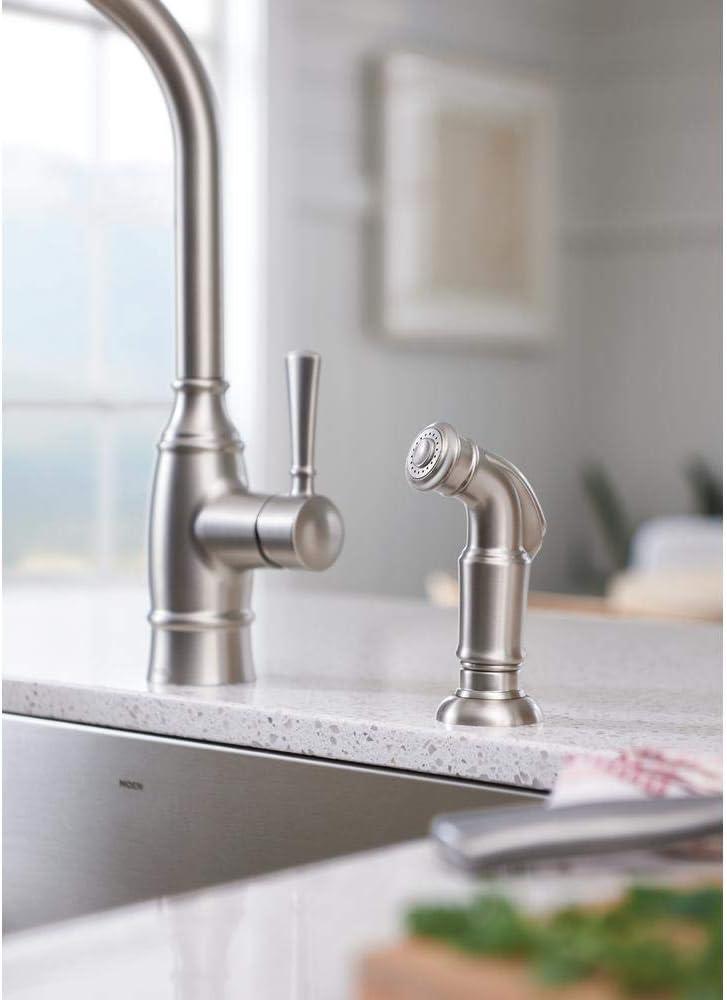 image:imageMOEN NOELL SINGLEHANDLE STANDARD KITCHEN FAUCET WITH SIDE SPRAYER IN SPOT RESIST STAINLE