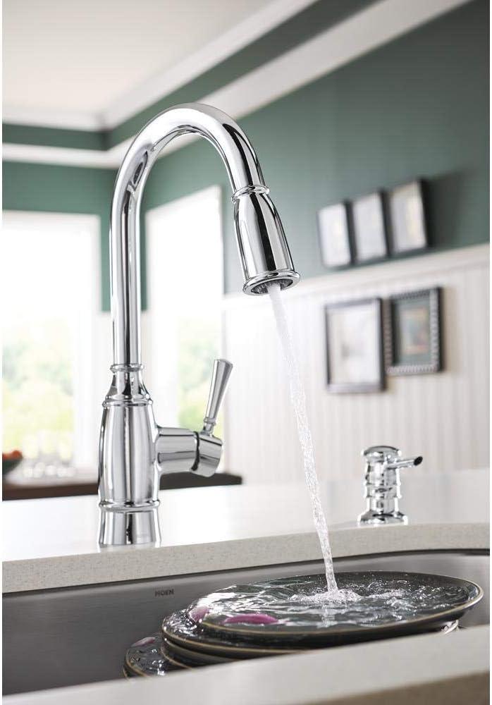 image:imageMOEN Noell SingleHandle PullDown Sprayer Kitchen Faucet with Reflex and Soap Dispenser in Chrome