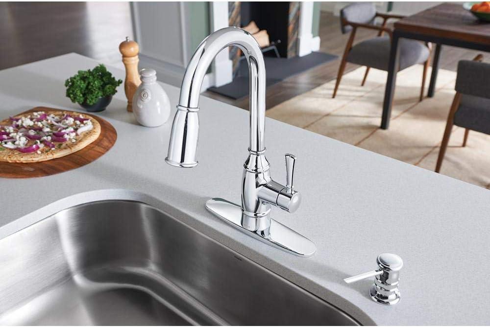 image:imageMOEN Noell SingleHandle PullDown Sprayer Kitchen Faucet with Reflex and Soap Dispenser in Chrome