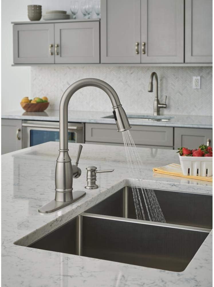 image:imageMOEN Noell SingleHandle PullDown Sprayer Kitchen Faucet with Reflex and Soap Dispenser in Spot Resist Stainless