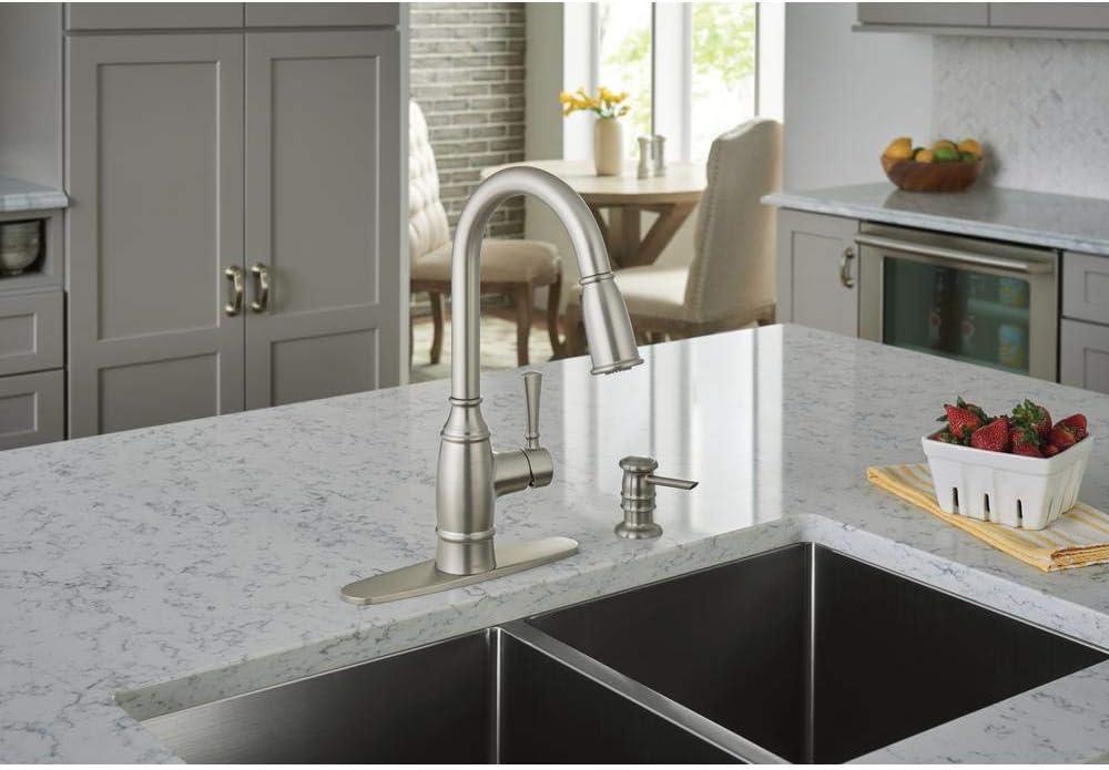 image:imageMOEN Noell SingleHandle PullDown Sprayer Kitchen Faucet with Reflex and Soap Dispenser in Spot Resist Stainless