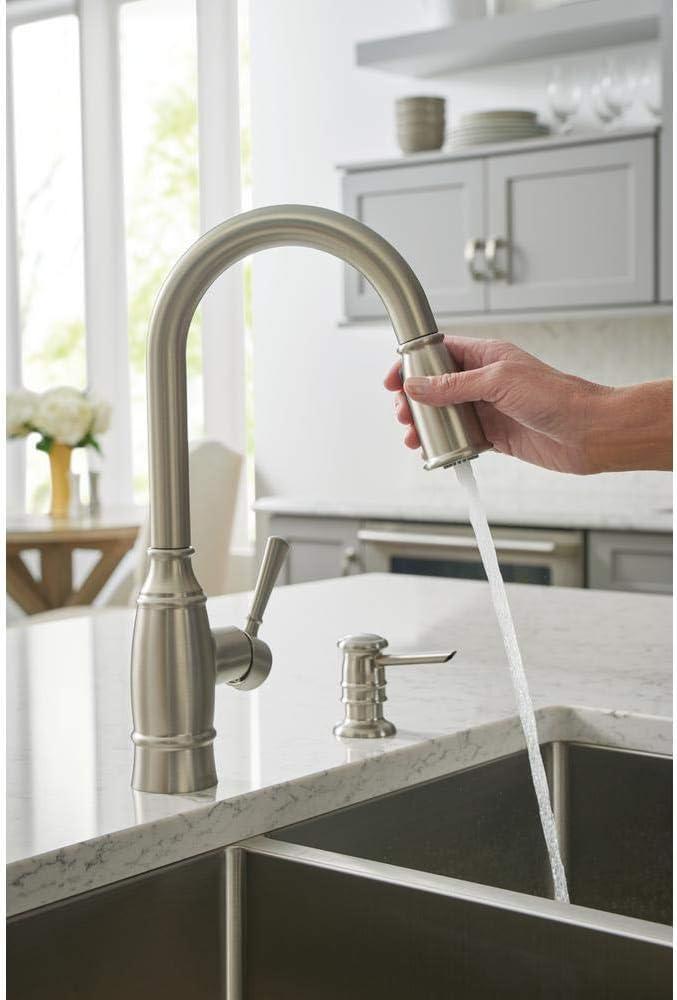 image:imageMOEN Noell SingleHandle PullDown Sprayer Kitchen Faucet with Reflex and Soap Dispenser in Spot Resist Stainless