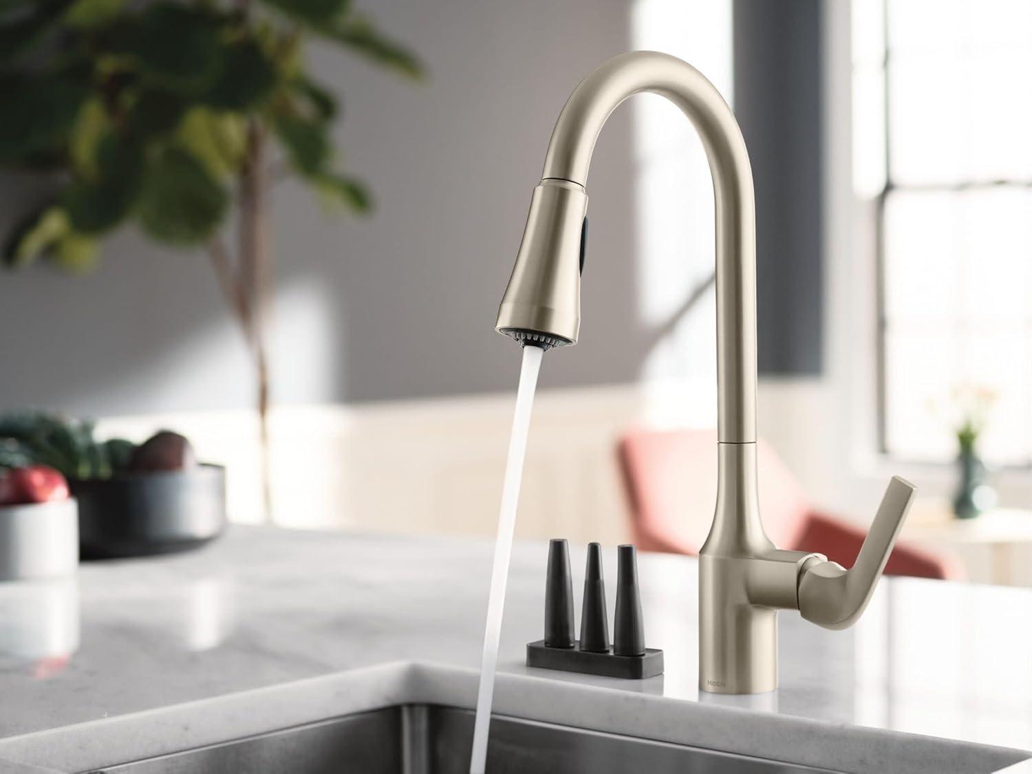 image:imageMoen 87114SRS Milton OneHandle High Arc Pulldown Kitchen Faucet Spot Resist Stainless