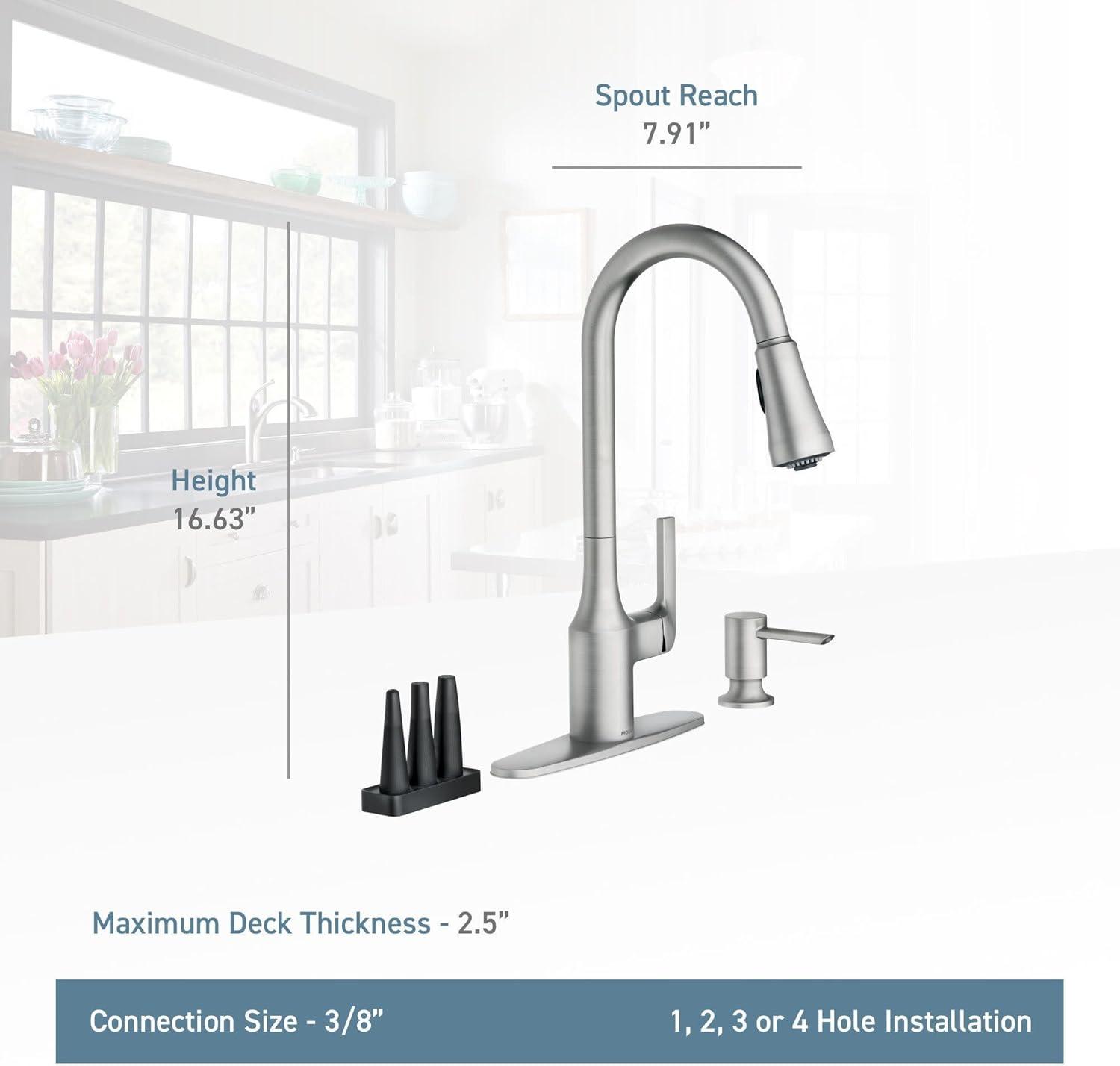 image:imageMoen 87114SRS Milton OneHandle High Arc Pulldown Kitchen Faucet Spot Resist Stainless