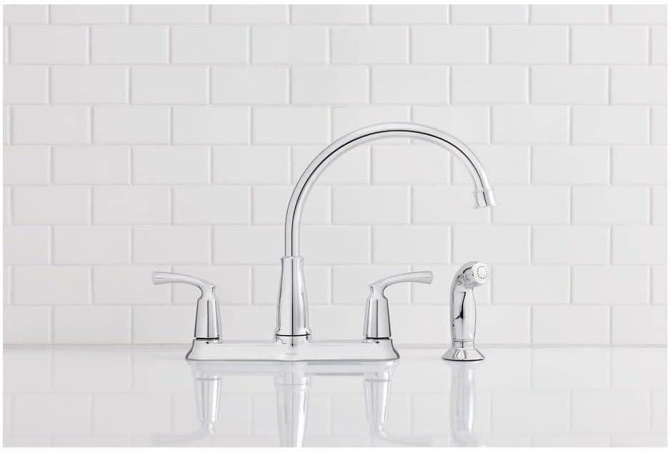 image:imageMoen 87403 Bexley Chrome 2Handle Lever Kitchen Faucet with Sprayer