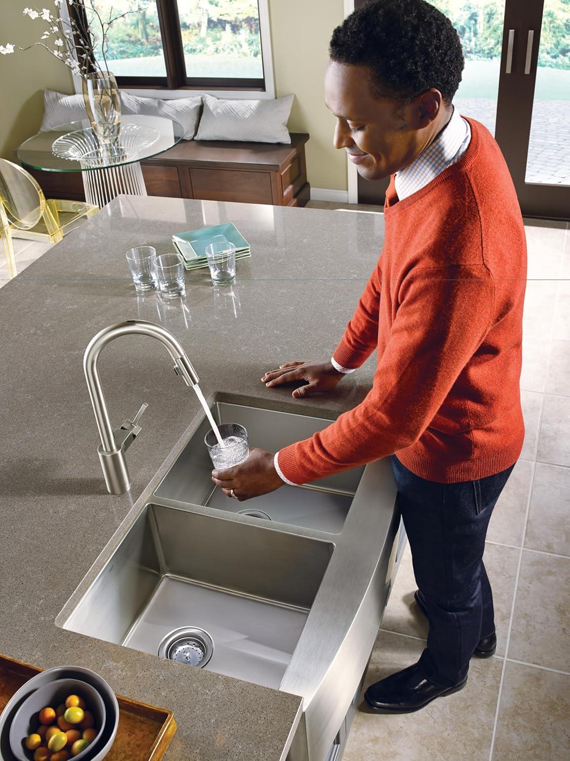 image:imageMoen Align Spot Resist Stainless Motionsense TwoSensor Touchless OneHandle High Arc Modern Pulldown Kitchen Faucet with Reflex Docking System 7565ESRS
