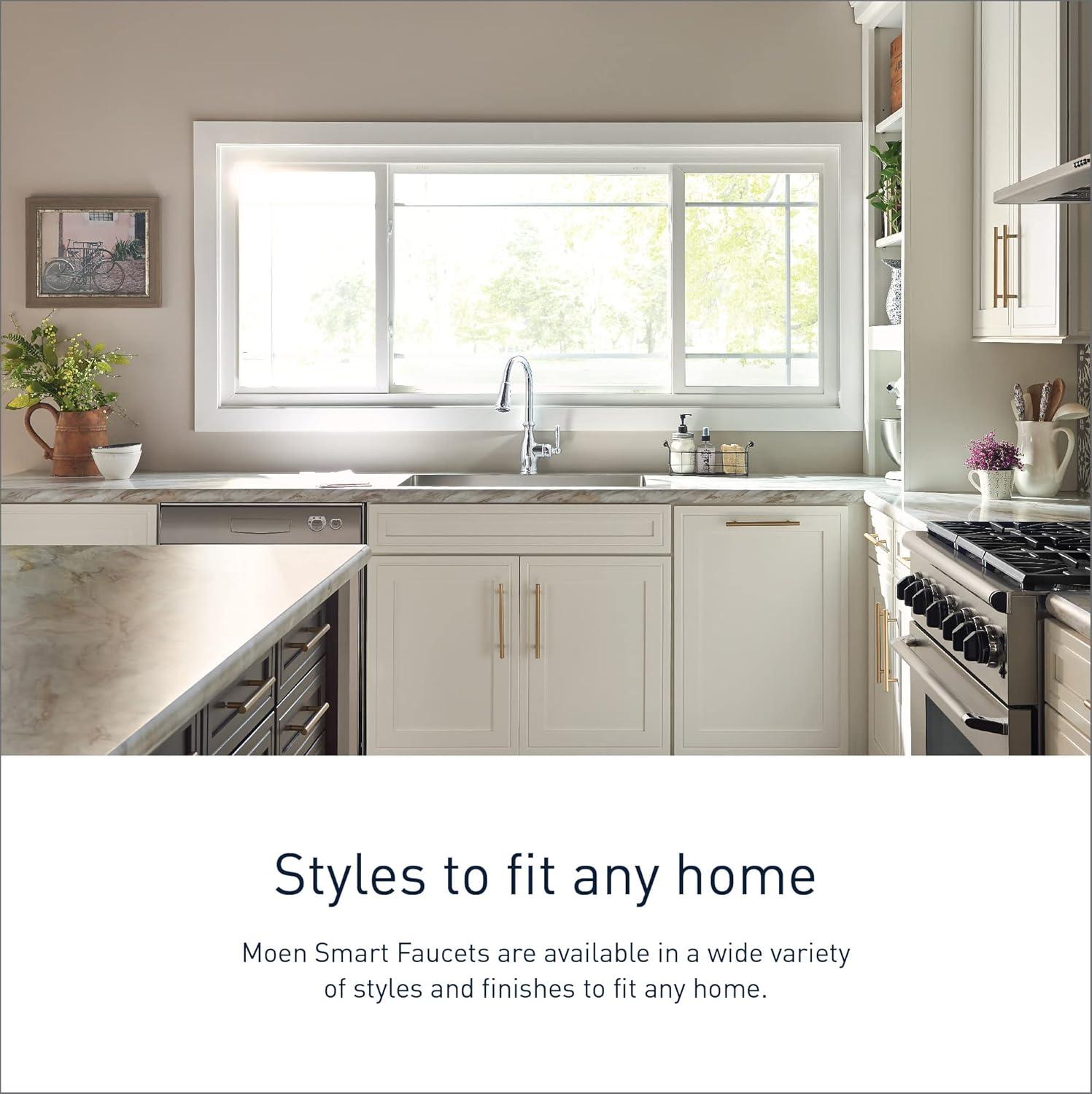 image:imageMoen Brantford Stainless Smart Faucet Touchless Pull Down Sprayer Kitchen Faucet with Voice Control and Power Boost Traditional Kitchen Faucet Easy Installation Spot Resist Finish 7185EVSRS