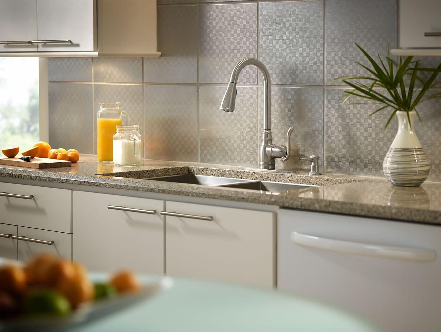 image:imageMoen CA87003SRS Anabelle Single Handle Kitchen Faucet with Pullout Sprayer Featuring Power Clean and Reflex Spot Resist Stainless