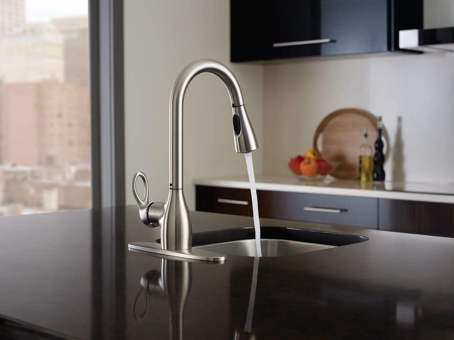 image:imageMoen CA87011SRS Single Handle Kitchen Faucet with Pullout Spray from the Kleo Collection Spot Resist Stainless