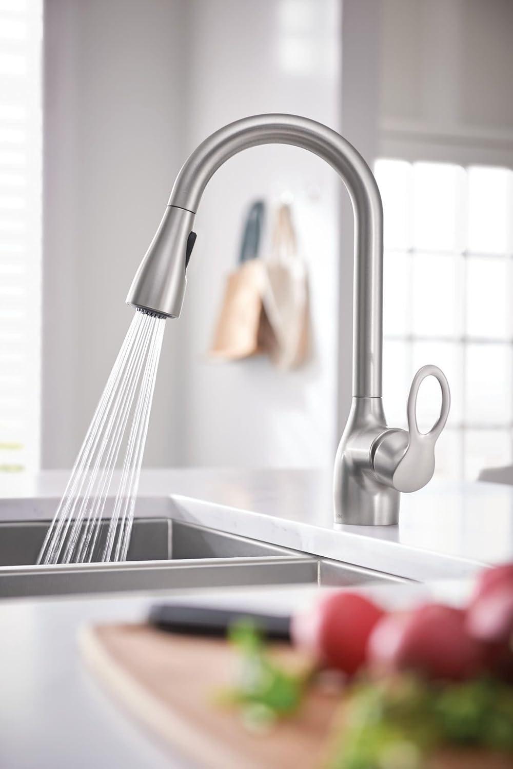 image:imageMoen CA87011SRS Single Handle Kitchen Faucet with Pullout Spray from the Kleo Collection Spot Resist Stainless