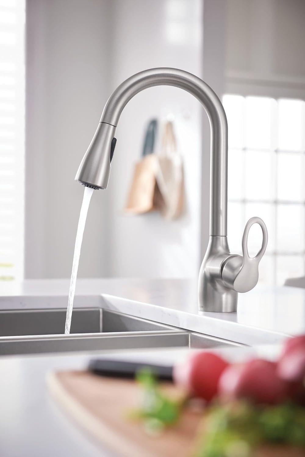 image:imageMoen CA87011SRS Single Handle Kitchen Faucet with Pullout Spray from the Kleo Collection Spot Resist Stainless