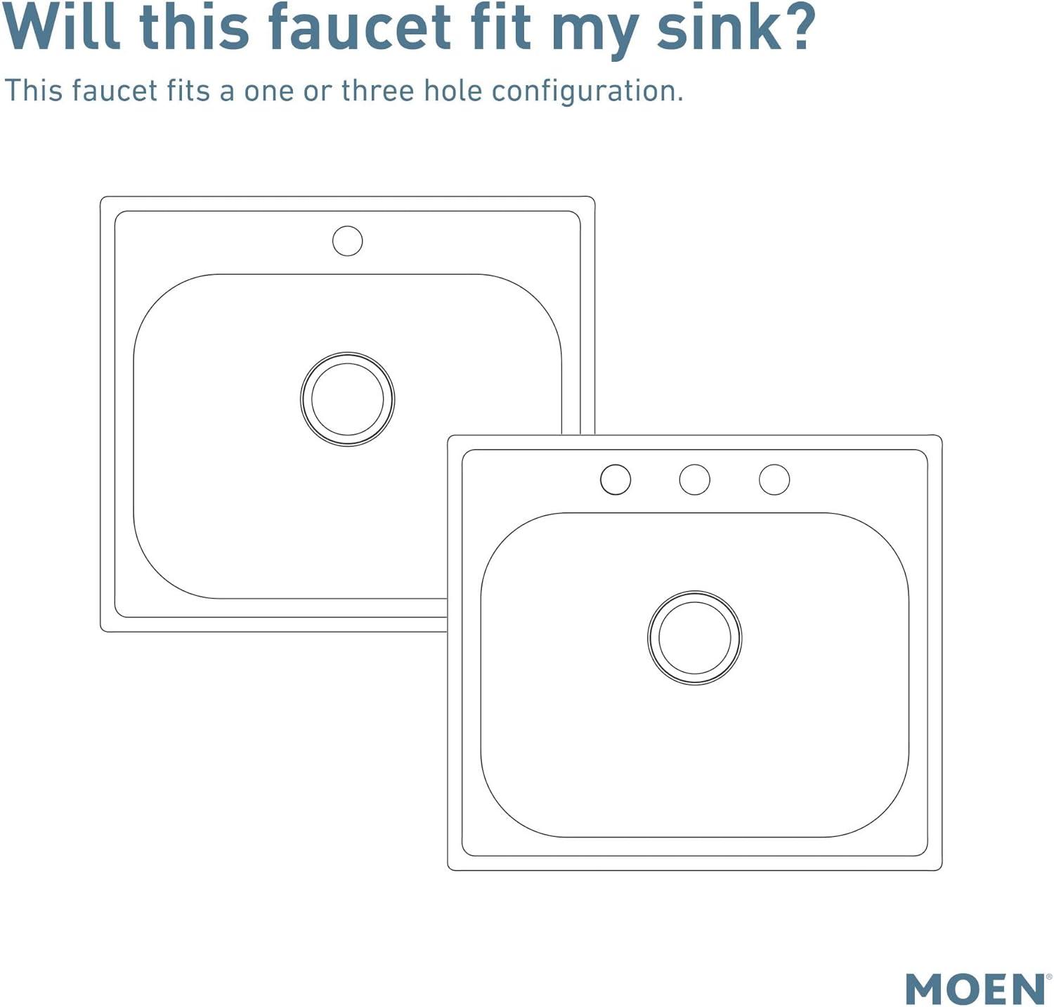image:imageMoen CA87316W OneHandle Low Arc Pullout Kitchen Faucet Glacier