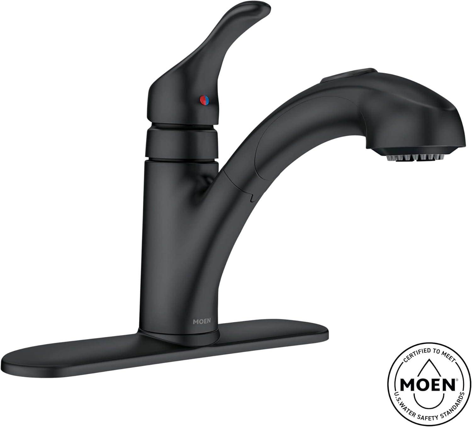 image:imageMoen CA87316W OneHandle Low Arc Pullout Kitchen Faucet Glacier